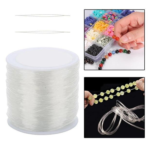 Cordón elástico blanco y negro, hilo elástico para abalorios, cuerda de hilo,  pulseras Diy, collar, fabricación