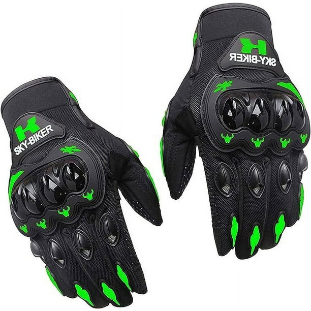 Guantes Protección Para Moto Pantalla Táctil Antideslizante Negro/Verde  talla M