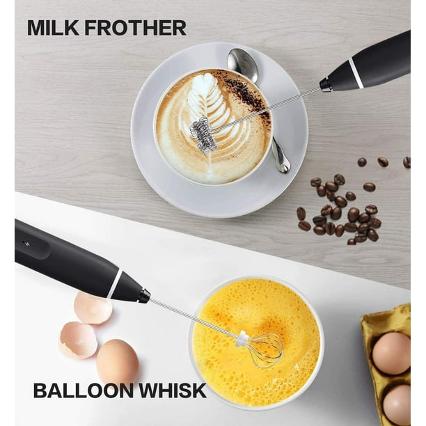 Espumador de leche eléctrico, Espumador de leche recargable USB 2 en 1  Espumador de leche eléctrico de mano para café, café con leche, capuchino,  batidor de huevos Zhivalor HFP-0087