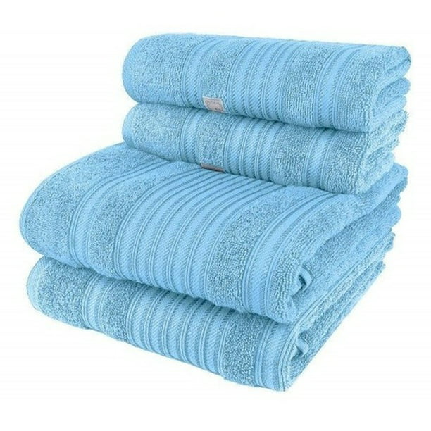 Toallas para baño Set de 4 Color Aqua 2 Toallas grandes y 2 toallas  puqueñas