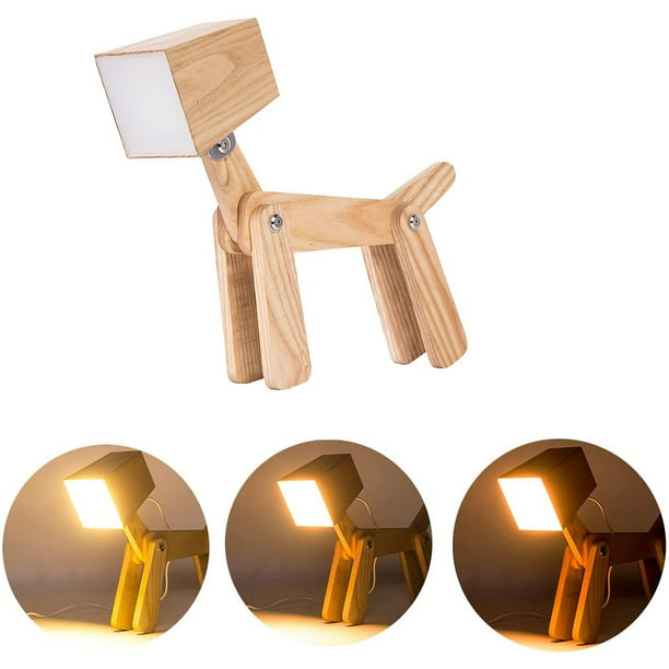 Lámpara de escritorio moderna LED lámpara de mesa con base de madera de  goma, lámpara de escritorio con pintura de hierro forjado, lámpara de  lectura