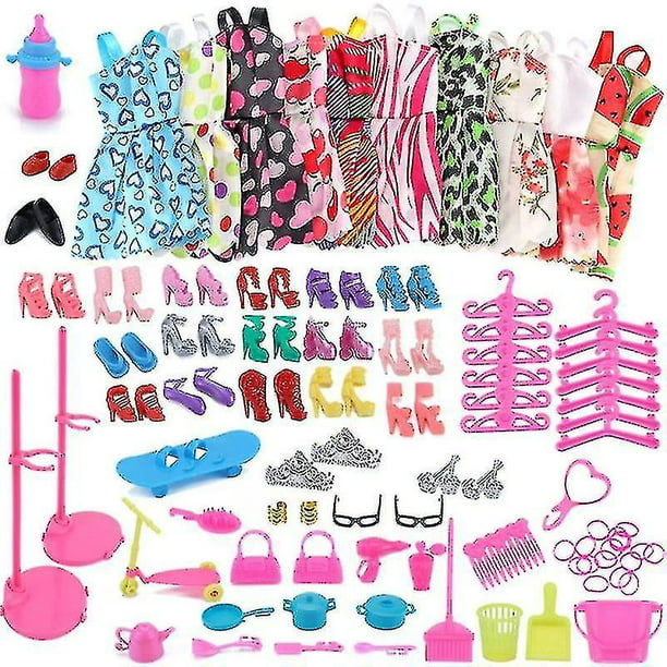 85 Uds conjunto de ropa 10 paquetes de ropa 75 Uds accesorios para muñecas  Barbie regalos para niñas Zhivalor BST3107934