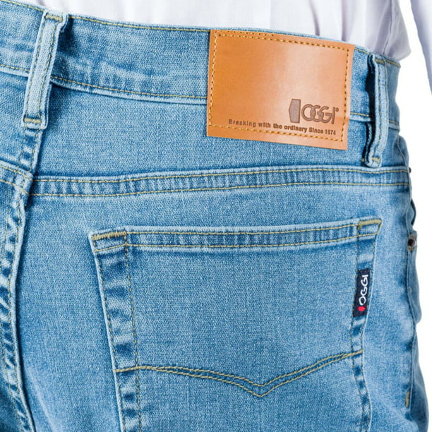 grua rotación colección Jeans Oggi Hombre Corte Recto Straight Fit Azul Claro OGGI JEANS Power  Rebel Bleach | Walmart en línea