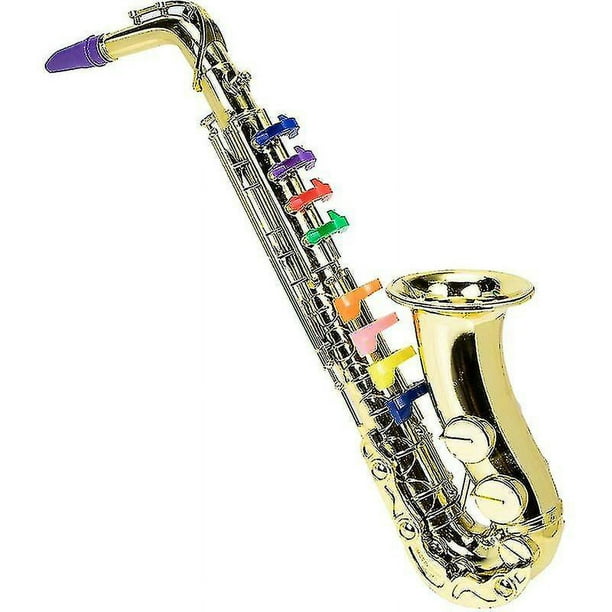 Saxofón de juguete Instrumentos musicales de viento para niños Instrumento  musical de saxofón de metal para niños en edad preescolar con 8 teclas  coloridas Accesorios de rendimiento