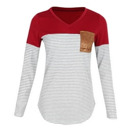 Camisa de manga larga a rayas rojas y blancas para mujer -  México