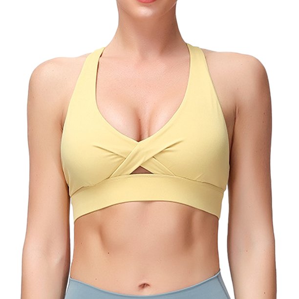 Ropa interior deportiva para mujer Fitness Cross Back Pad Entrenamiento  Yoga Ropa interior Top - Amarillo MFZFUKR BST3060527-1