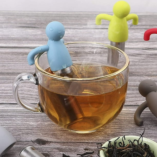 Infusor de té de silicona de acero inoxidable de 2 piezas, infusor de té de  filtro de té colgante para té de hojas sueltas Infusores de té de silicona  para teteras, tazas