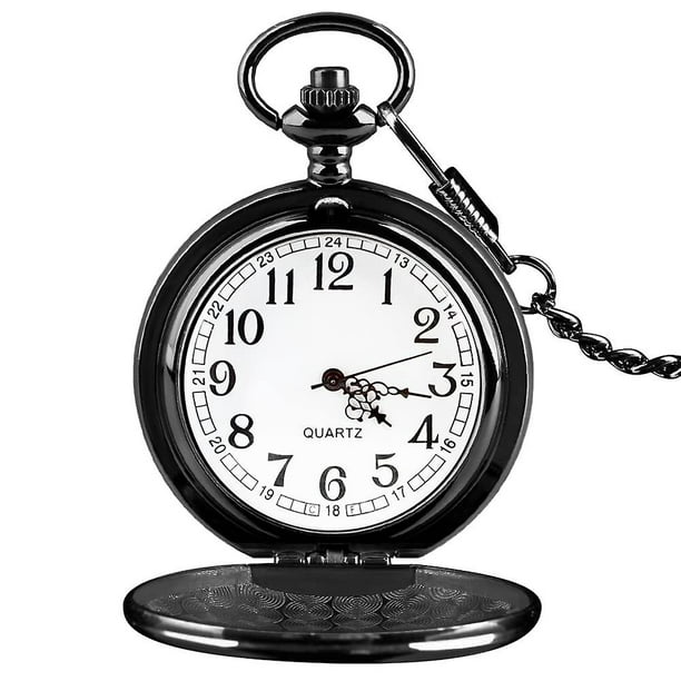 Reloj clásico de bolsillo de cuarzo vintage, liso, a escala de números  arábigos, reloj para hombre y mujer, con cadena, Navidad, graduación