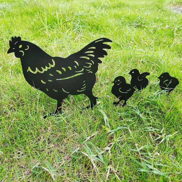 Gallinas Decorativas Jardin Exterior, 2 Piezas Estatuas De Pollo, Figuras  Jardin Exterior, Pollo Adornos para Jardin Patio De Animales De Metal, Art