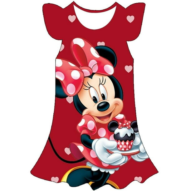 de Disney, vestido de Minnie Mouse, ropa de verano para vestidos para niñas, lindas faldas informales de dibujos animados de una pieza, disfraz 8T Jinjia LED | Walmart en