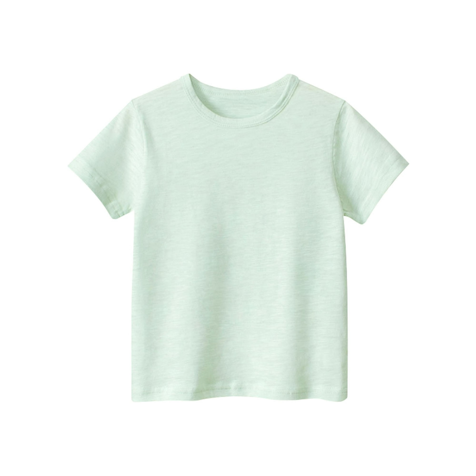  Camiseta de color sólido para niña pequeña, cuello redondo,  manga corta, blusa casual de verano, ropa para niños, Verde : Ropa, Zapatos  y Joyería