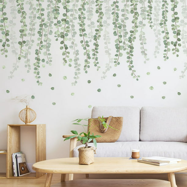 Papel pintado de hojas verdes, Mural de pared, pelar y pegar, decoración  para sala de estar y dormitorio, diseño de arte de pared moderno, tamaño  personalizado -  México