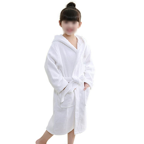 Bata de baño para niña con capucha y corona de princesa, toalla de algodón  de rizo, ultra absorbente, blanco (White Princess), Small(0-18 Month)