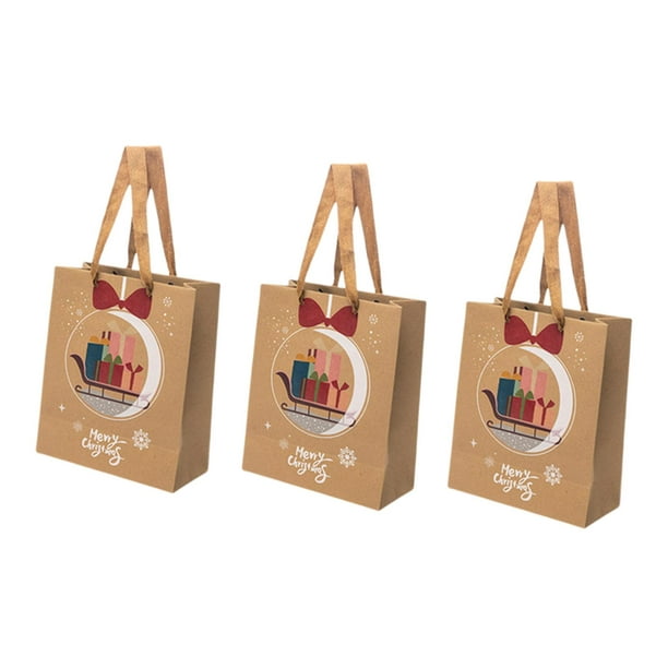 3x Bolsas de regalo de Navidad Kraft Decoraciones con asas Bolsa de regalo  Cajas de bolsas de papel Bolsas de surtidas para la fiesta de Trineo  Sunnimix bolsas de papel