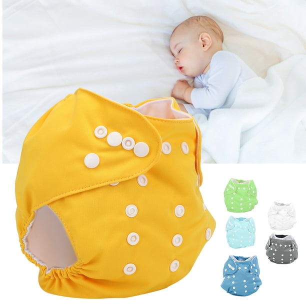  Pañales de tela para bebé, talla única, pañales de bolsillo  ajustables lavables y reutilizables para niñas y niños, 5 paquetes + 5  rellenos de microfibra (amarillo naranja) : Bebés