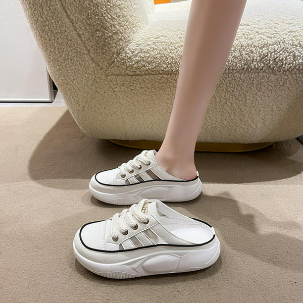 Zapatos blancos antideslizantes para mujer, zapatillas de deporte de cuero  de microfibra, zapatos cómodos para caminar con espuma viscoelástica