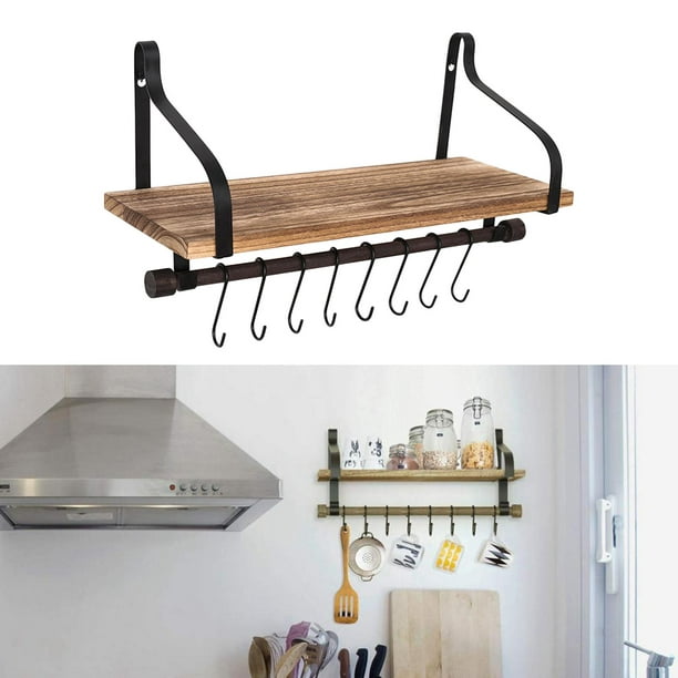 Soporte para utensilios de cocina para colgar en la pared, estante de  hierro forjado con 10 ganchos en S para colgar utensilios de cocina y  utensilios
