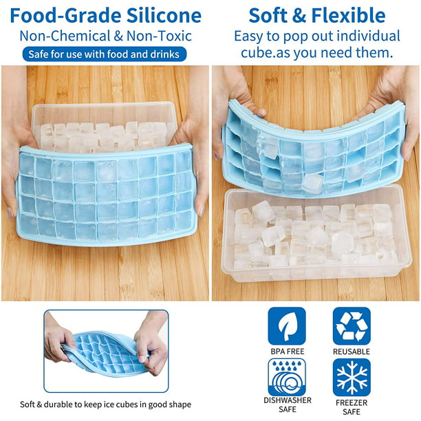 Cubitera con tapa – Bandeja de cubitos de hielo de silicona reutilizable –  Cubitera para 54 cubitos de hielo – Cubitera y máquina de hielo :  : Hogar y cocina