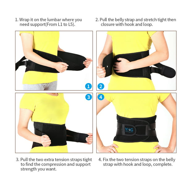 Cinturón de apoyo para la espalda, cinturón de soporte lumbar transpirable,  correas de soporte ajustables, protector de cintura para aliviar el dolor