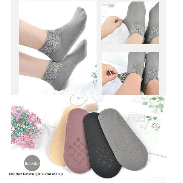 Calcetines tobilleros de encaje con volantes para mujer