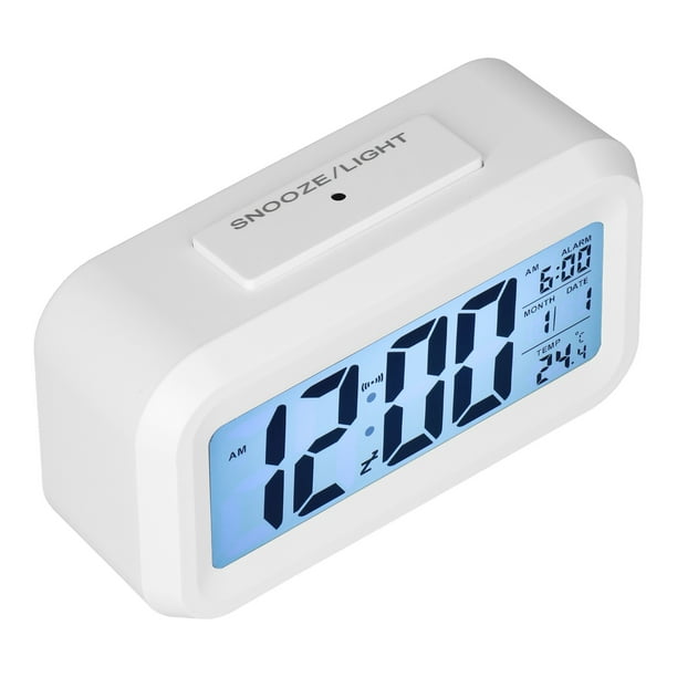 Reloj despertador digital LCD con temperatura, cuadrado, portátil, moderno,  control de sonido inteligente para retroiluminar, senor, fecha, hora y
