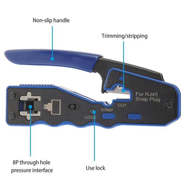 Muyoka Herramienta de crimpado RJ45, crimpadora de Cable Ethernet de red  para conectores Cat5 Cat5e Cat6 Cat6a Muyoka Hogar