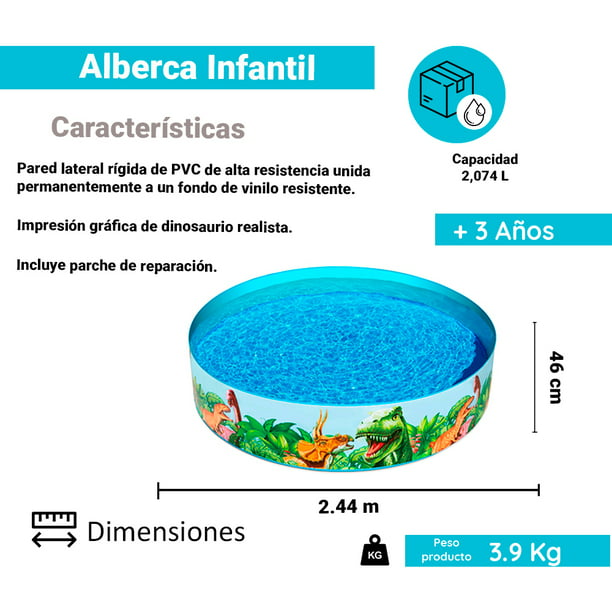 Alberca Infantil Circular Dinosaurios Bestway Plástico Duro PVC Resistente  244 cm | Walmart en línea