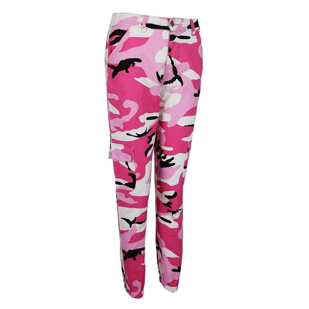 Pantalones Cargo Camuflaje Para Mujer Pantalones De Chándal Pantalones Casuales De Ajuste Multicolor Pink L Macarena pantalones carga para mujeres | Walmart en