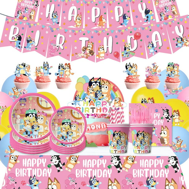  Suministros de fiesta de primer cumpleaños con licencia para  decoración de ramo de globos, compatible con Bluey multicolor, accesorio  de fiesta : Juguetes y Juegos