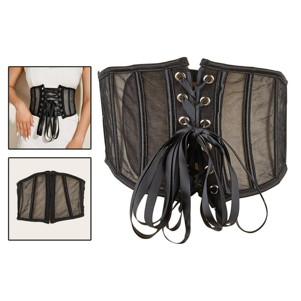 Elegante cinturón de cintura para mujer Faja Waspie Underbust Corset up  Overbust Cinturón ancho para vestir, disfraz, adelgazar, dama, , CM 80 CM