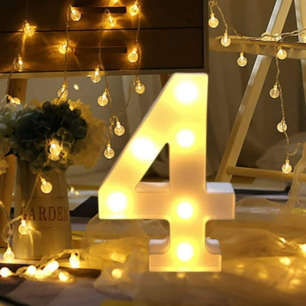 Números LED Número de lámpara Números luminosos 0 1 2 3 4 5 6 7, Decoración  Luces blancas cálidas - 5 oso de fresa Electrónica