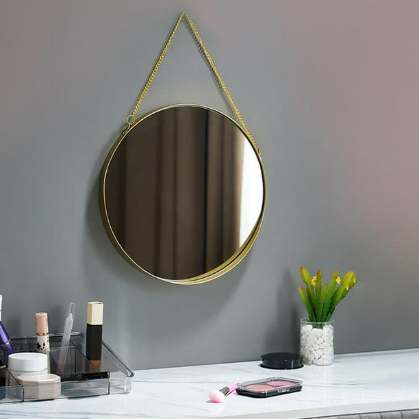 Espejo redondo decorativo de pared de 12 pulgadas, gancho que ofrece  decoración de pared dorada vintage para sala de estar, espejo circular  colgante