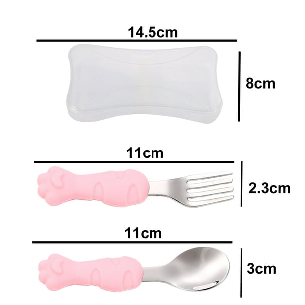 Comprar Juego de 2 tipos de tenedor, cuchara de silicona para utensilios  para bebé, comida auxiliar para niños pequeños, vajilla infantil de  entrenamiento para comer, tenedor suave flexible