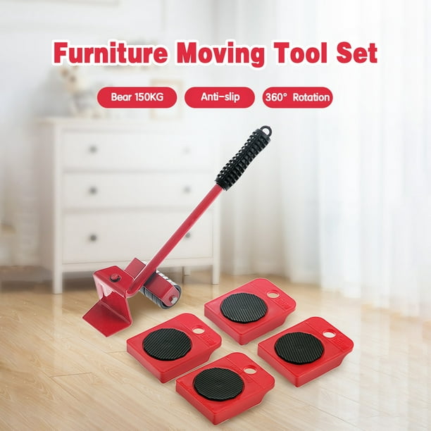 leyfeng Juego de herramientas para mover muebles, elevador de ruedas con 4  rodillos de esquina, almohadillas giratorias para mover objetos pesados