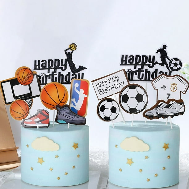 Adorno para tarta de fútbol y baloncesto, decoración para tarta de feliz  cumpleaños para niño, decoración para fiesta de cumpleaños para niño,  suministro para fiesta temática