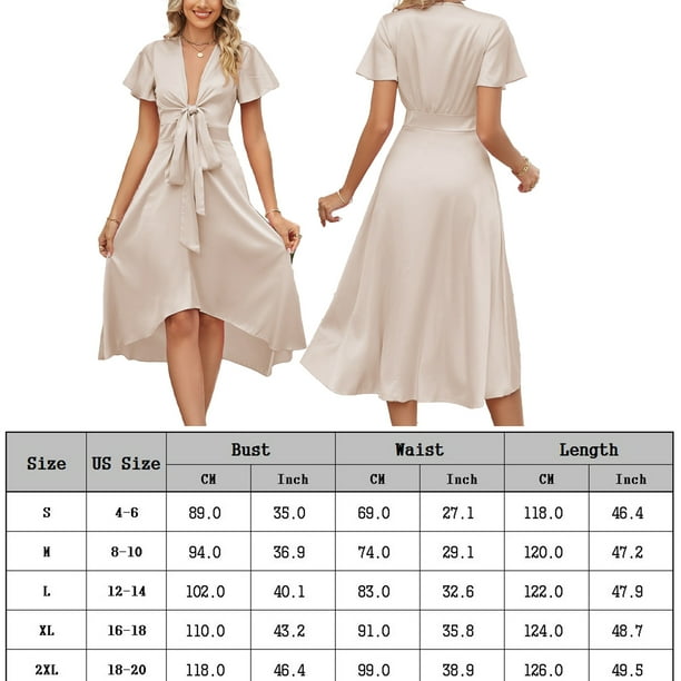 Vestido Acampanado Vestido de mujer A-Line Bow V-Neck Vestidos casuales  Moda para cóctel (Beige XL) Cgtredaw Para estrenar