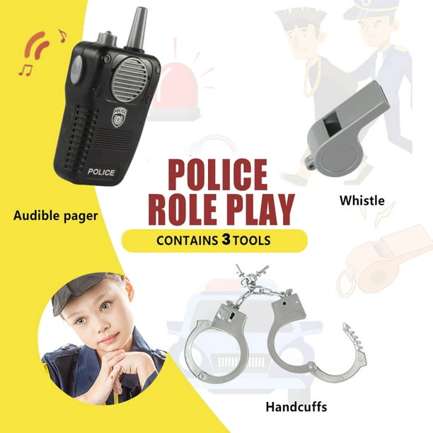 Juego de 6 accesorios de policía – Equipo de policía para juegos de  simulación, accesorios de disfraz de oficial de policía para niños y niñas,  niños