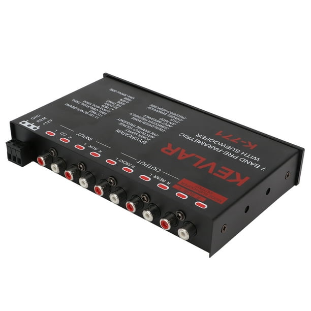 Ecualizador de sonido de 7 bandas, ecualizador gráfico de audio para  automóvil, rango de control de ± 12dB, interfaz de 0.138 in, doble canal