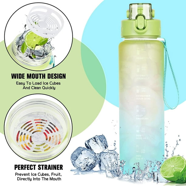 Botella de agua de fitness de 1.5 L, botella de agua de gradiente de moda,  saludable, de gran capacidad, deportiva, de plástico, portátil, para viajes  al aire libre, botellas de agua potable : Deportes y Actividades al Aire  Libre 