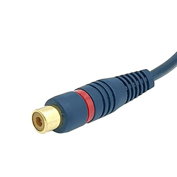 Conector adaptador RCA Y 1 hembra a 2 machos, cable adaptador divisor RCA  de audio para automóvil, azul (paquete de 2)