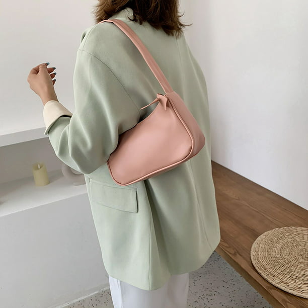 Bolsa Simple elegante mujer pequeño bolso de hombro bolsos de hombro de  color puro (rosa) JShteea Para Estrenar