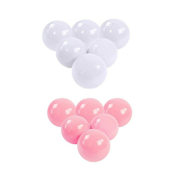 N+A Pelota de juego para bebé, bolas de plástico a prueba de aplastamiento  para pozo de pelotas con bolsa de almacenamiento, rosa + verde + blanco