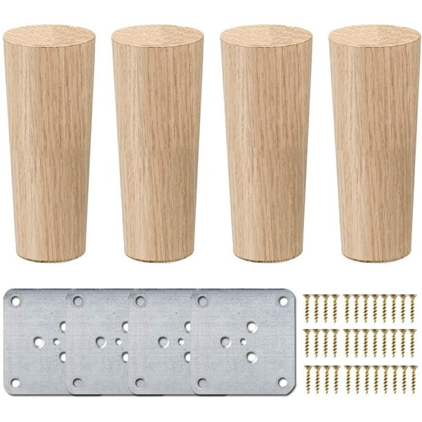 Patas rectas de madera para muebles de 3 pulgadas, La Vane, patas de mesa  redondas de madera natural de 4 piezas con tornillos y protector de piso para  muebles de bricolaje, sofá