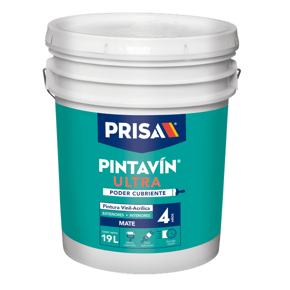 pintura vinil acrílica prisa pintavín ultra blanco mate 19l