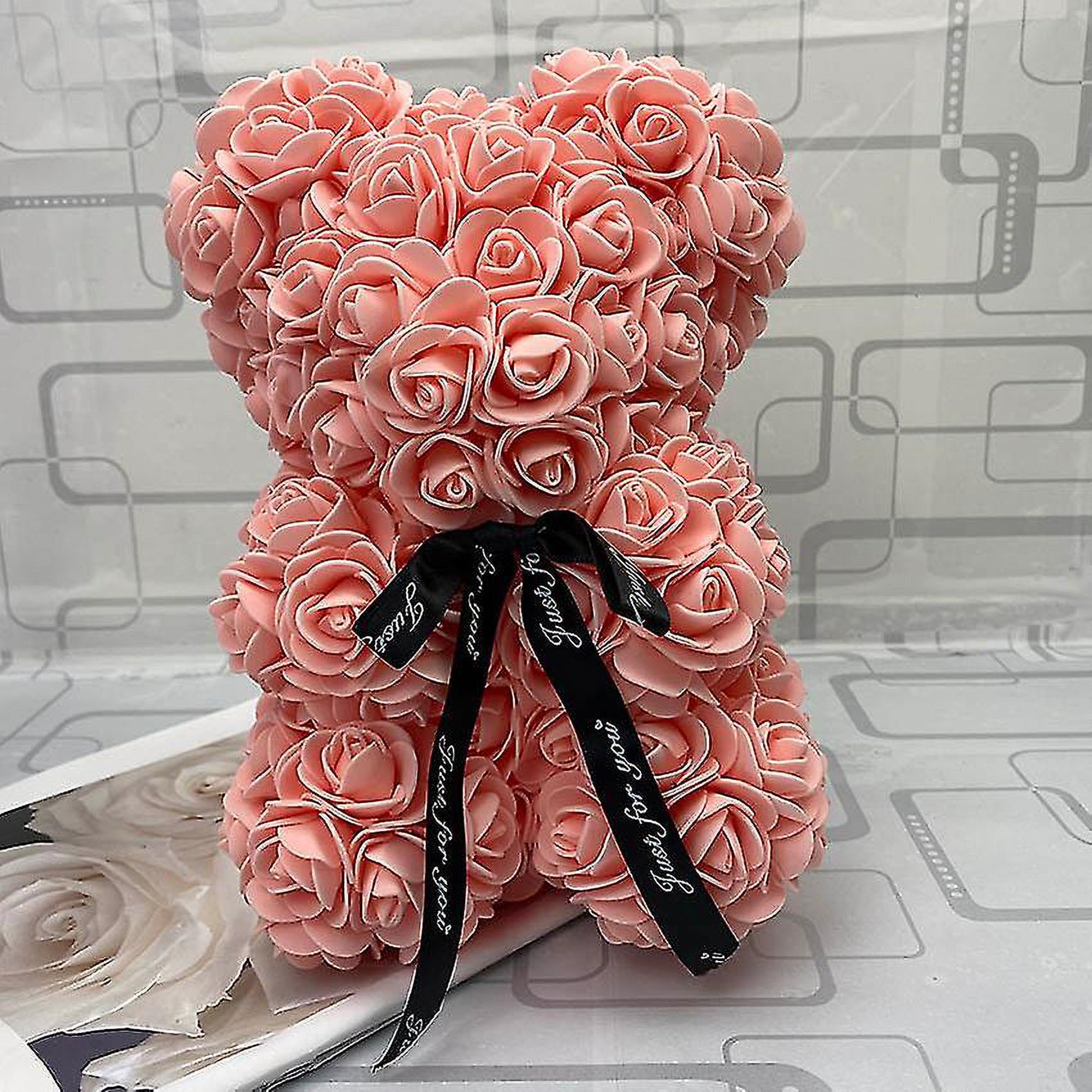 12 Regalo del Día de San Valentín, rosa roja de 25cm, oso de peluche, flor  rosa, decoración Artificial, regalos de Navidad, regalo de San Valentín  para mujer YONGSHENG 8390614574007