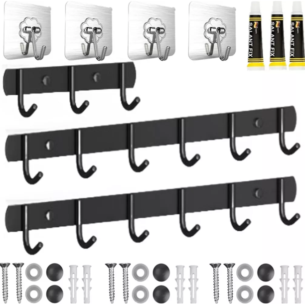 Ganchos Percheros para Ropa de Pared De Acero Inoxidable, Kit 7pcs