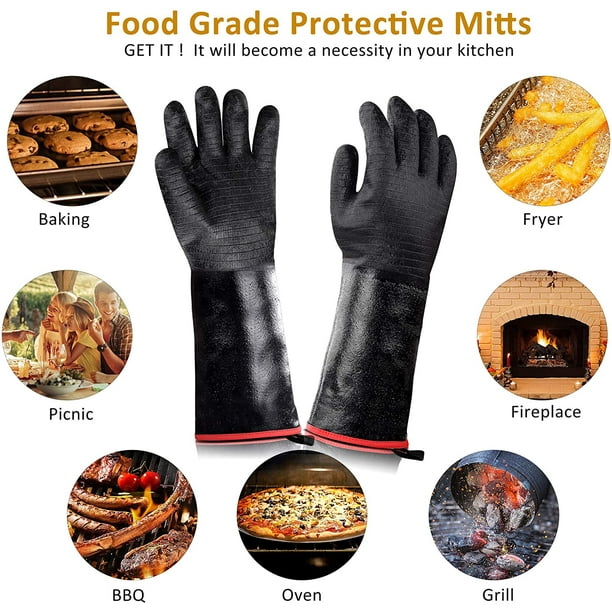 Beets & Berry, guantes de cocina resistentes al calor hasta 650 °F, para  manos pequeñas, guantes de hornear extralargos, guantes de barbacoa,  guantes