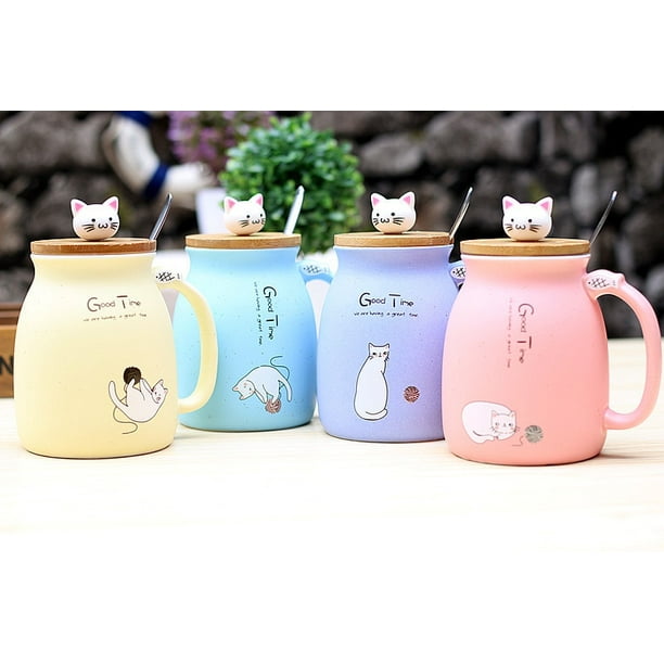 1 Unidad, Taza De Café De Gatito De Dibujos Animados, Tazas De Café De  Cerámica De 400 Ml/13,5 Oz, Tazas De Agua De Gato Kawaii Bonitas, Vasos De  Vera