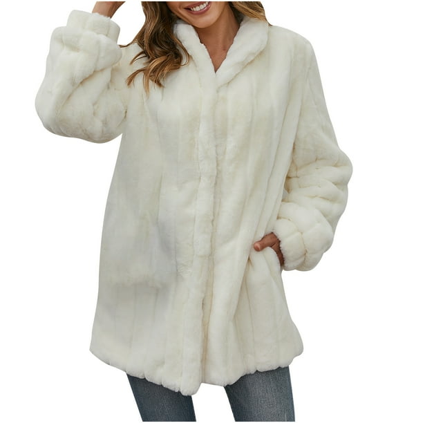 Abrigos Cálidos de Invierno Para Mujer Abrigo Imitación Chaqueta de Imitación Peluda Cálida Ropa de Abrigo de Manga Larga Odeerbi ODB-6 | Walmart en línea