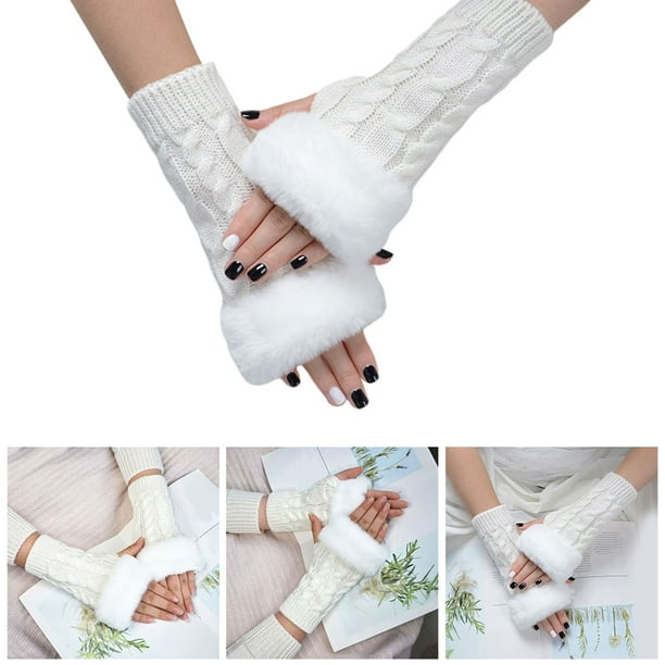 2 uds. guantes de mujer medio sin s guantes de invierno cálido sin Hugo  Guantes cálidos sin dedos